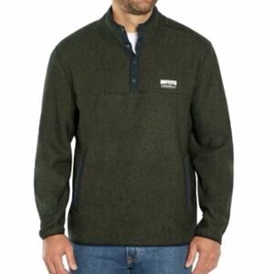 Men Eddie Bauer Green Sweater Fleece Snap Neck Pullover M Outdoors Gorp Rugged